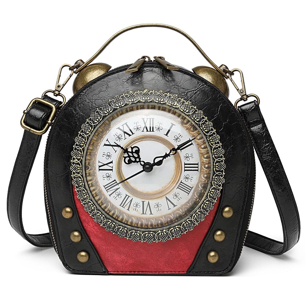 6626 PVC Clock Shaped Handbag Crossbody Shoulder Bag Clock Purse, 1 Black - Picture 1 of 7